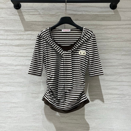 VALENTINO 26S STRIPED TIE-NECK T-SHIRT 358