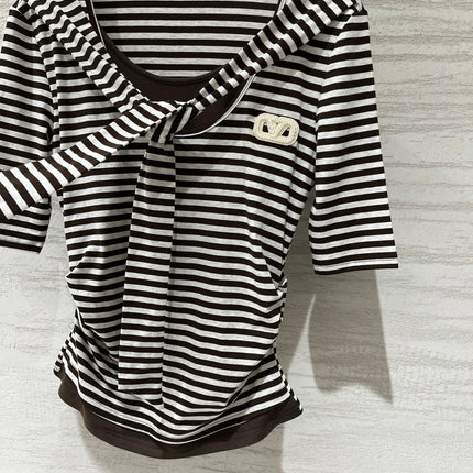 VALENTINO 26S STRIPED TIE-NECK T-SHIRT 358