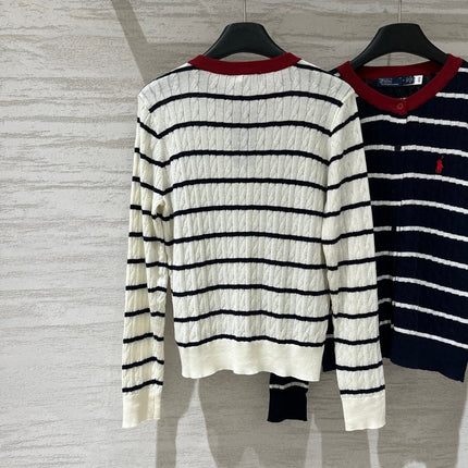 RALPH LAUREN 26S LONG-SLEEVE STRIPED KNIT CARDIGAN 722
