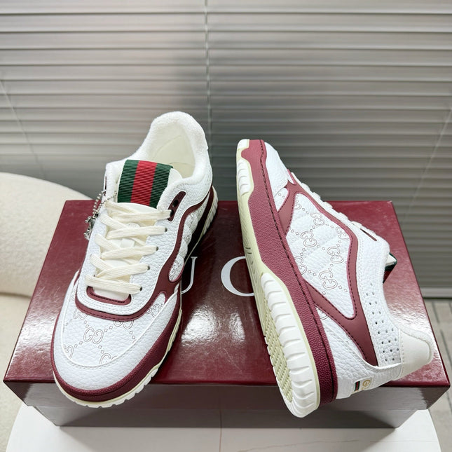 GUCCI 26S MAC80 SNEAKER IN WHITE AND RED LEATHER