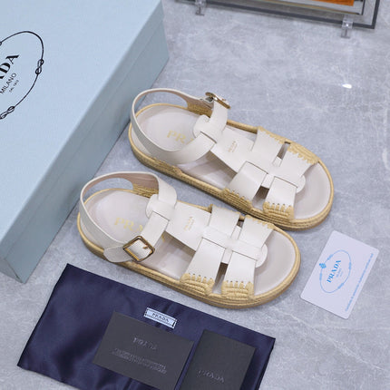 PRADA 26S SANDAL ESPADRILLES IN WHITE CALFSKIN