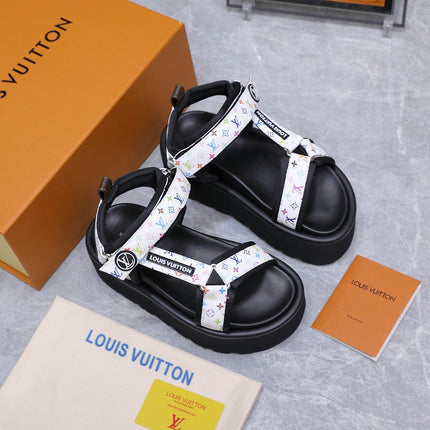 LV 26S CHAMELEON PLATFORM SANDALS 60MM IN WHITE MONOGRAM CALFSKIN AND EVA