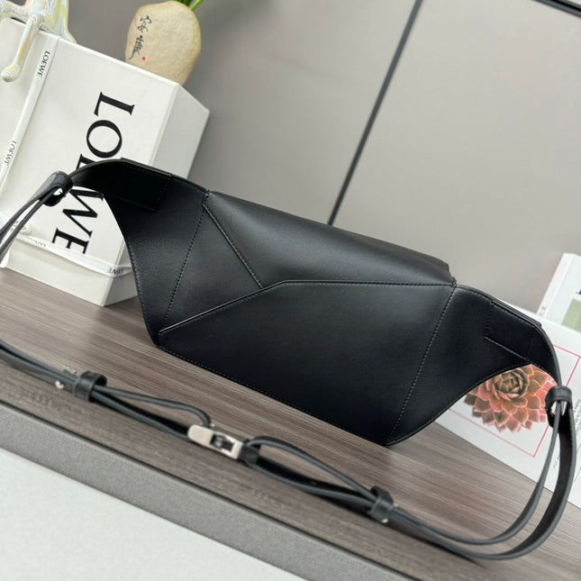 LOEWE 26S PUZZLE EDGE MEDIUM BAG 24 IN BLACK CALFSKIN