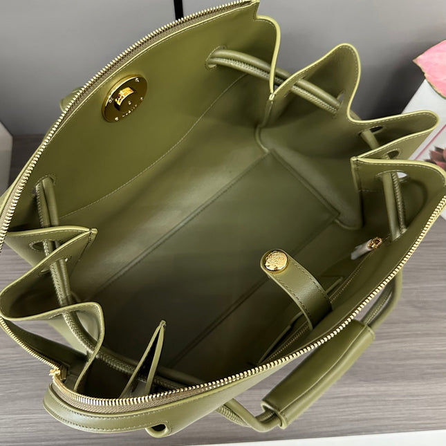 LOEWE 25S MADRID BAG 28 IN OLIVE GREEN CALFSKIN GOLD HARDWARE