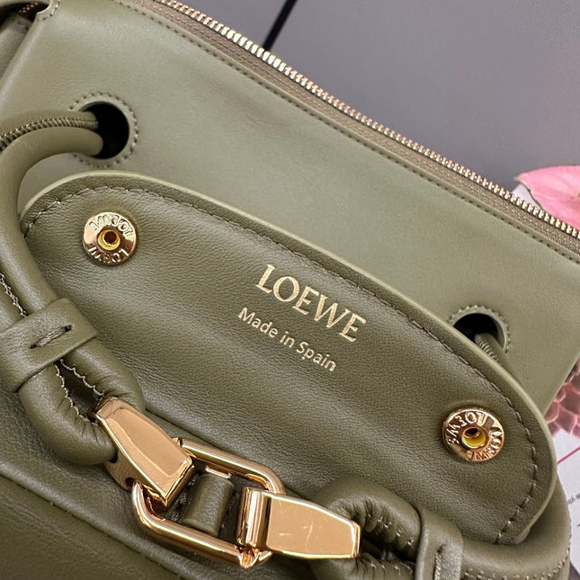 LOEWE 25S MEDIUM MADRID BAG 23 IN OLIVE GREEN CALFSKIN GOLD HARDWARE