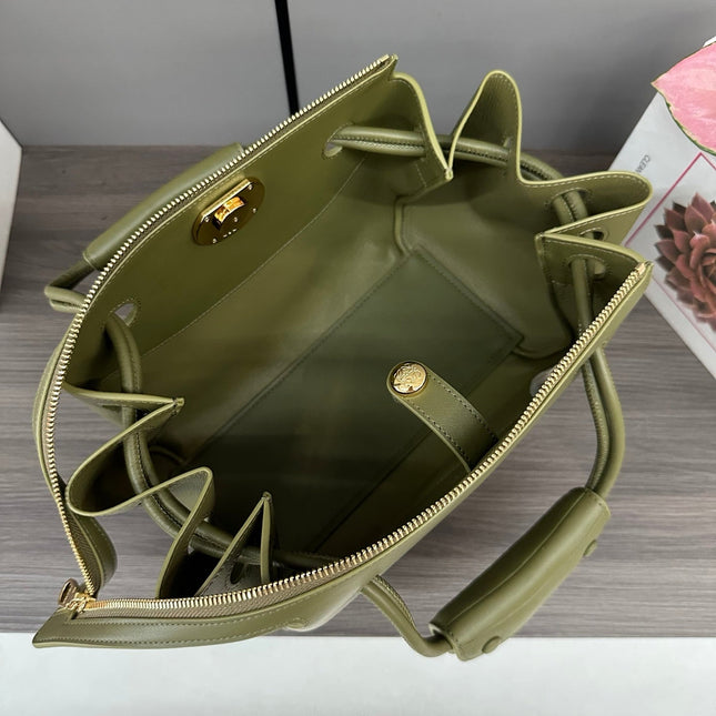 LOEWE 25S MEDIUM MADRID BAG 23 IN OLIVE GREEN CALFSKIN GOLD HARDWARE
