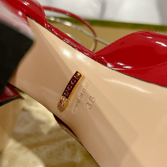 HIGH SANDAL SQUARE HEEL 12 CM IN CHERRY RED CALFSKIN