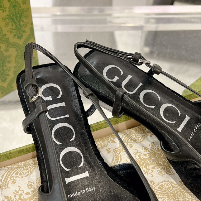 SLINGBACK FLATS IN BLACK VELVET