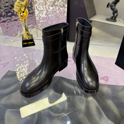 CHANEL 26S ANKLE BOOTS WITH SIDE ZIPPER 25 MM IN BLACK CALFSKIN CC LOGO
