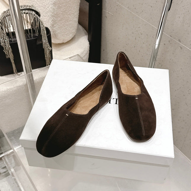 CELINE 26S FLAT SHOES IN DARK BROWN SUEDE