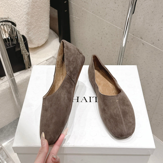 CELINE 26S FLAT SHOES IN TOFFEE BROWN SUEDE