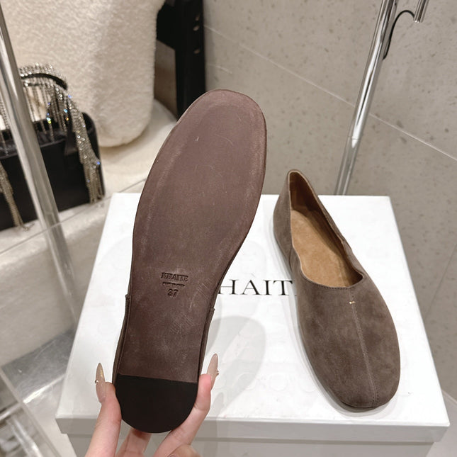CELINE 26S FLAT SHOES IN TOFFEE BROWN SUEDE