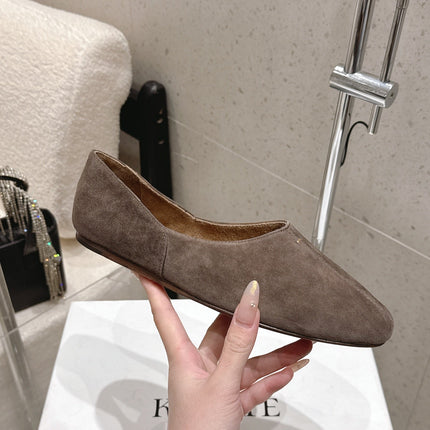 CELINE 26S FLAT SHOES IN TOFFEE BROWN SUEDE