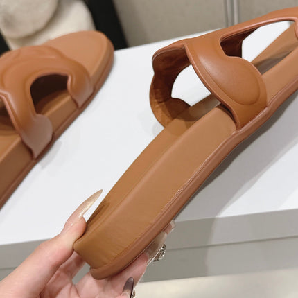 CELINE 26S TRIOMPHE SLIDES IN BROWN CALFSKIN