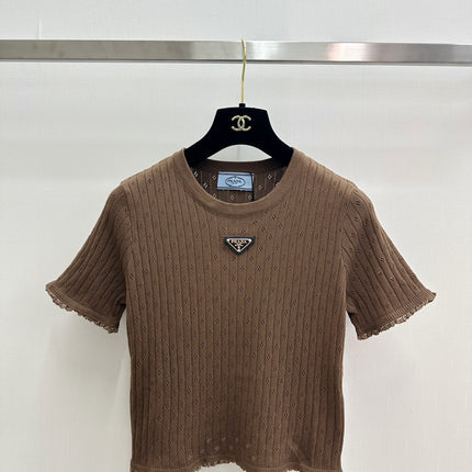PRADA 26S SHORT-SLEEVE KNIT TOP 1018