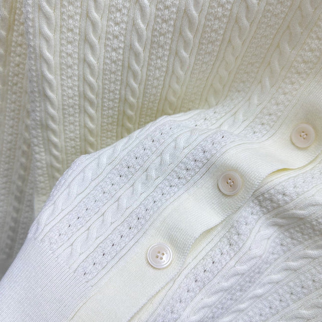 MIUMIU 26S CABLE-KNIT COLLAR CARDIGAN 1257