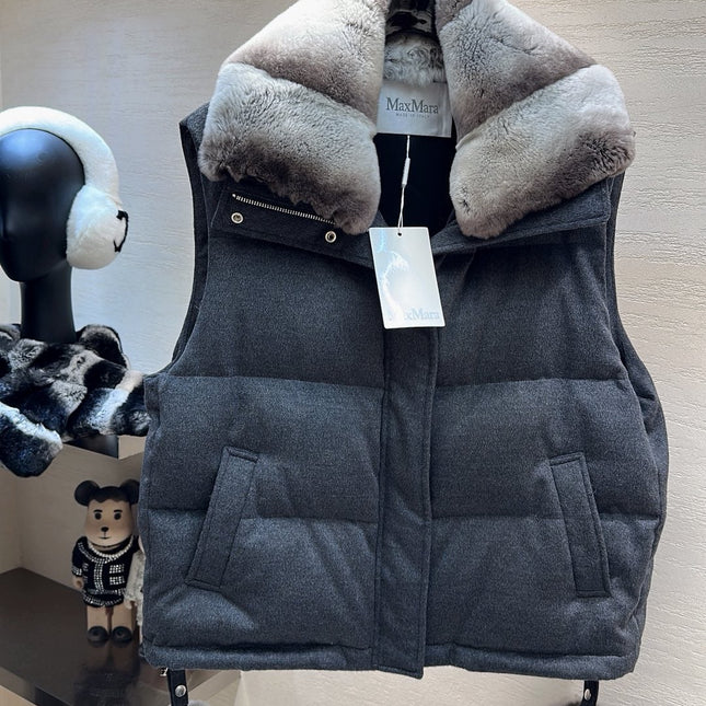 MAX MARA 25S VEST WITH RABBIT FUR COLLAR 057