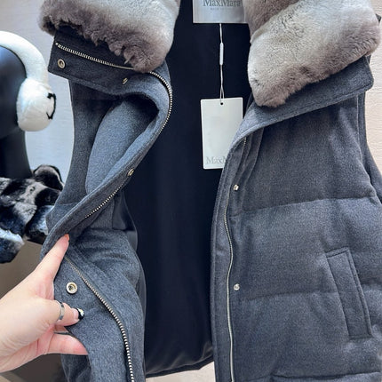 MAX MARA 25S VEST WITH RABBIT FUR COLLAR 057