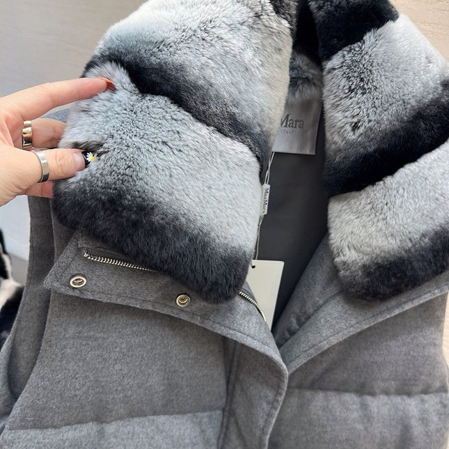 MAX MARA 25S VEST WITH RABBIT FUR COLLAR 058