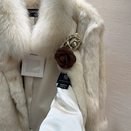 CHANEL 25S SNOW RABBIT FUR COAT 497