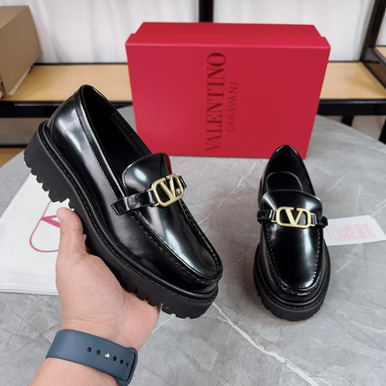 VALENTINO 26S LOAFERS IN BLACK GLOSSY CALFSKIN