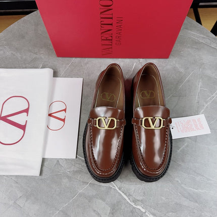 VALENTINO 26S LOAFERS IN BROWN GLOSSY CALFSKIN