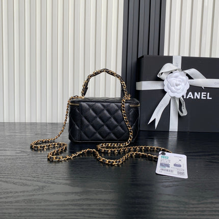 CHANEL 25S VANITY CASE BAG 19 IN BLACK CALFSKIN GOLD HARDWARE
