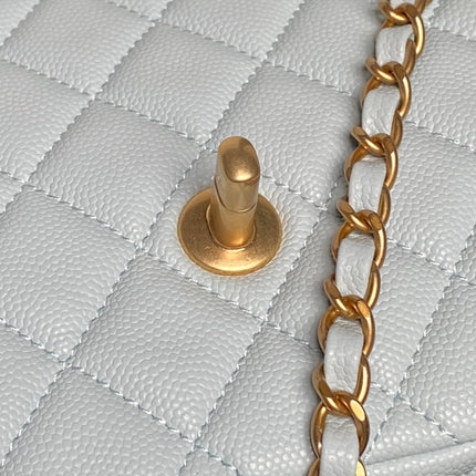 CHANEL 25S FLAP BAG 22 IN LIGHT BLUE CALFSKIN GOLD HARDWARE