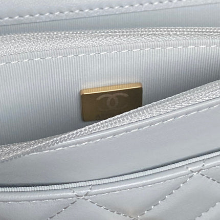 CHANEL 25S CHAIN WALLET 19 IN LIGHT BLUE LAMBSKIN GOLD HARDWARE