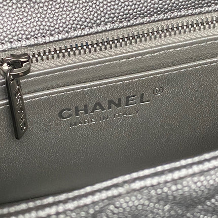 CHANEL 25S FLAP BAG 20 IN DARK GRAY CALFSKIN