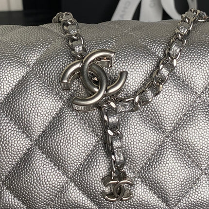 CHANEL 25S FLAP BAG 23 IN DARK GRAY CALFSKIN SILVER HARDWARE