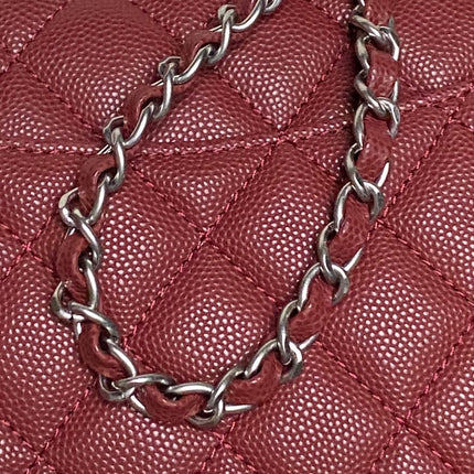 CHANEL 25S FLAP BAG 22 IN BURGUNDY CALFSKIN SILVER HARDWARE