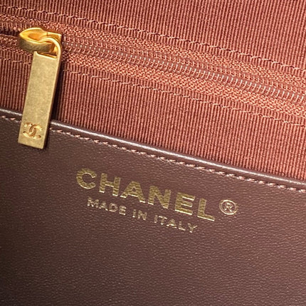 CHANEL 25S HOBO BAG 31 IN DARK BROWN SUEDE WITH GOLD HARDWARE