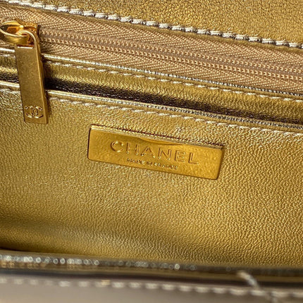 CHANEL 25S FLAP BAG 29 IN METALLIC GOLD CALFSKIN