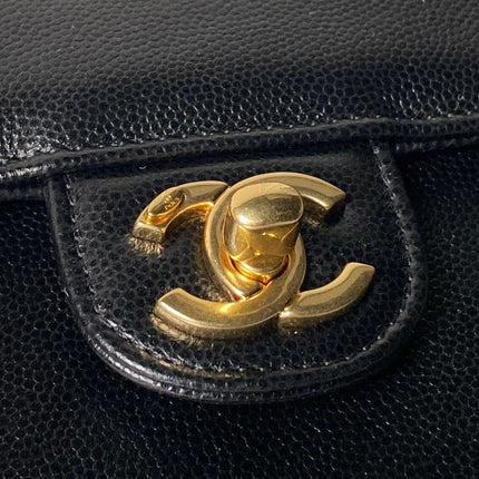 CHANEL 26S SMALL PREPPY COCO FLAP BAG 22 IN BLACK GRAINED CALFSKIN GOLD HARDWARE