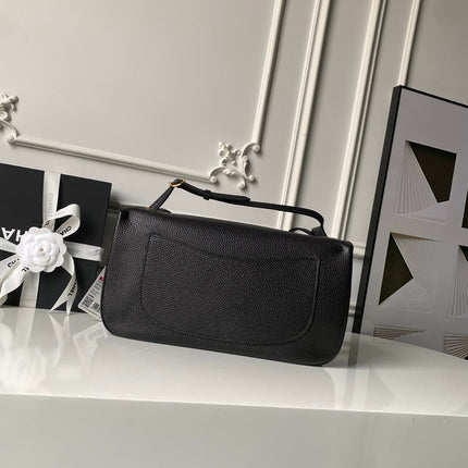CHANEL 26S CC LOGO SHOULDER BAG 32 IN BLACK GRAINED CALFSKIN