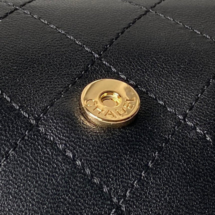 CHANEL 26S BARREL CLUTCH WITH CHAIN 23 IN BLACK QUILTED CALFSKIN GOLD HARDWARE