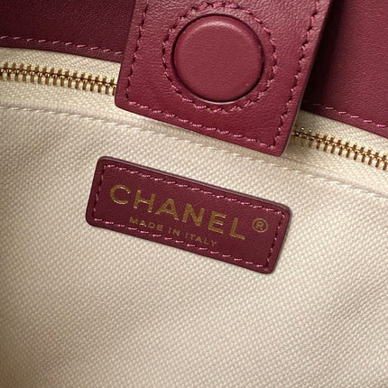 CHANEL 26S BUCKET SHOULDER BAG 27 IN BURGUNDY RED LAMBSKIN GOLD HARDWARE