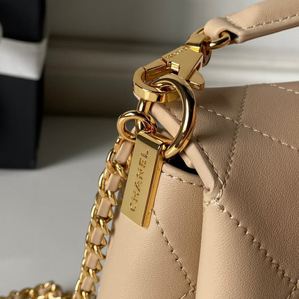 CHANEL 26S HOBO BAG SMALL 23 IN BEIGE QUILTED LAMBSKIN GOLD HARDWARE