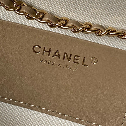 CHANEL 26S CHAIN CLUTCH BAG 32 IN TAN BROWN QUILTED SUEDE GOLD HARDWARE
