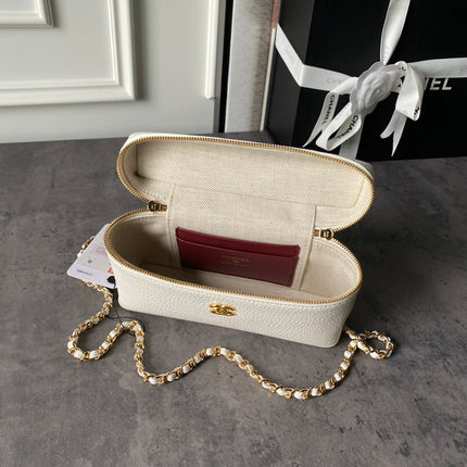 CHANEL 26S VANITY BAG 19 IN IVORY WHITE CAVIAR CALFSKIN GOLD HARDWARE