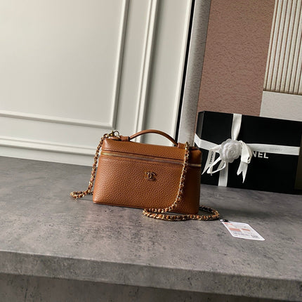 CHANEL 26S VANITY BAG 19 IN CARAMEL BROWN CAVIAR CALFSKIN GOLD HARDWARE