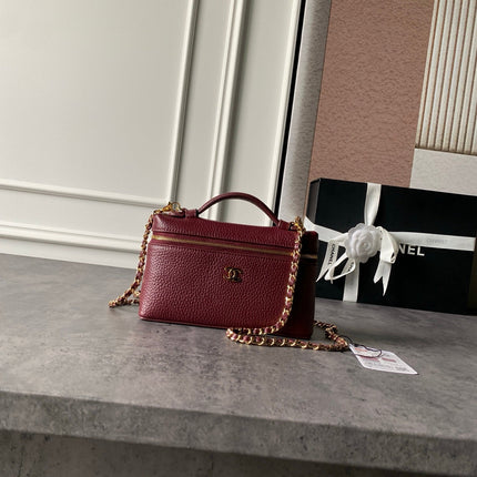CHANEL 26S VANITY BAG 19 IN BURGUNDY RED CAVIAR CALFSKIN GOLD HARDWARE