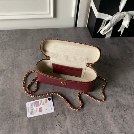CHANEL 26S VANITY BAG 19 IN BURGUNDY RED CAVIAR CALFSKIN GOLD HARDWARE