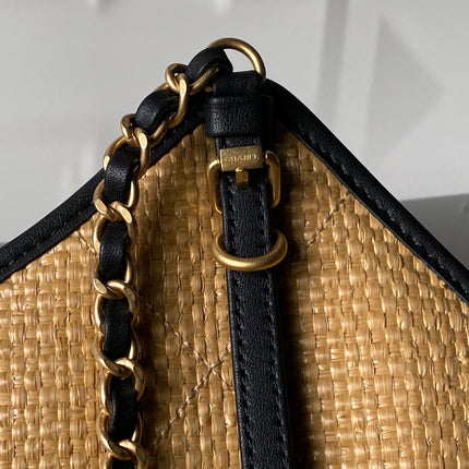 CHANEL 26S MAXI SHOPPING BAG 47 IN BEIGE  RAFFIA GOLD HARDWARE