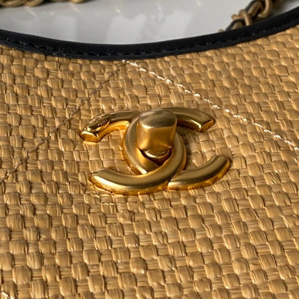 CHANEL 26S MAXI SHOPPING BAG 59 IN BEIGE RAFFIA GOLD HARDWARE