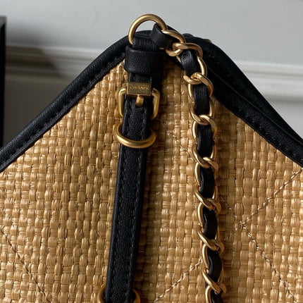 CHANEL 26S MAXI SHOPPING BAG 59 IN BEIGE RAFFIA GOLD HARDWARE