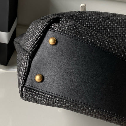 CHANEL 26S MAXI SHOPPING BAG 59 IN BLACK RAFFIA GOLD HARDWARE