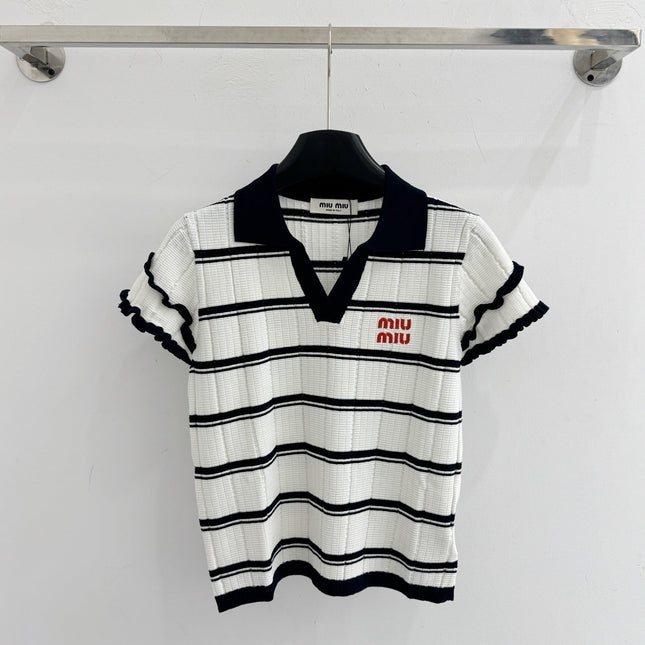 MIUMIU 26S SHORT-SLEEVED KNIT POLO SHIRT STYLE 1093