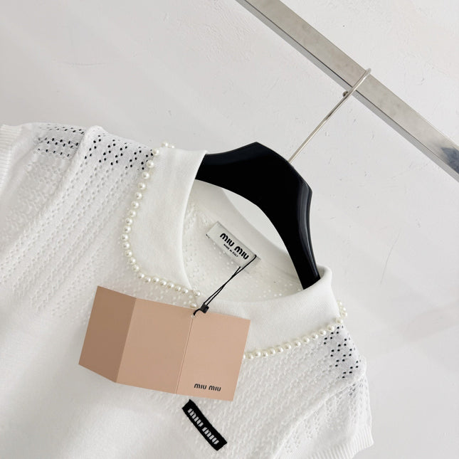 MIUMIU 26S SHORT-SLEEVED KNIT POLO SHIRT STYLE 1073